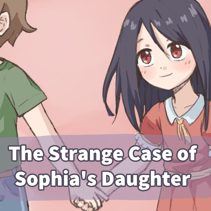 A boy holding a girl's hand with a title over it